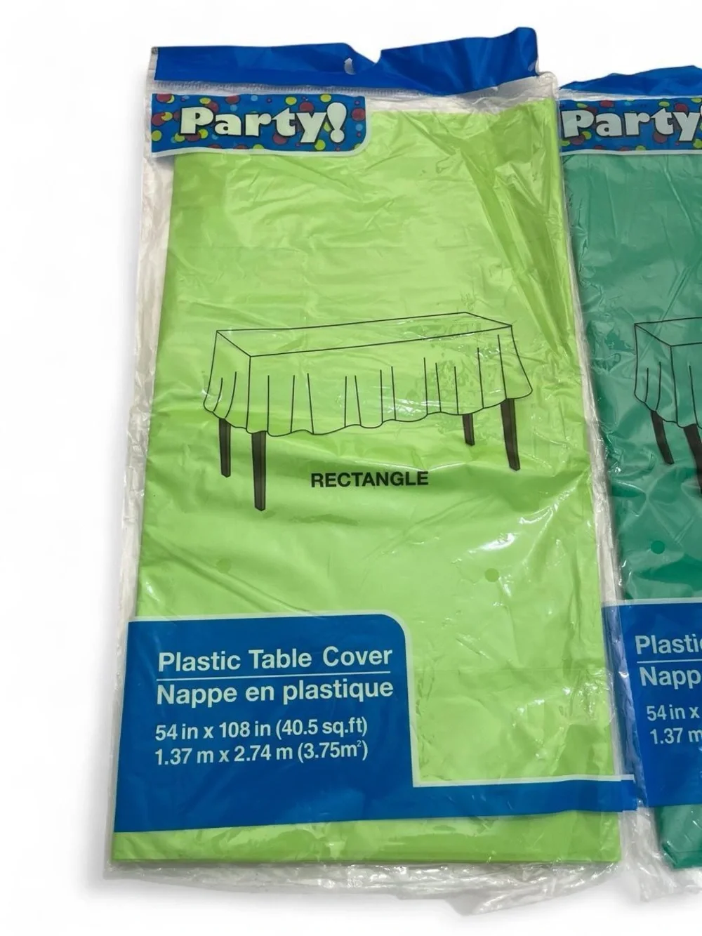 Set of 2 Green Rectangular Plastic Table Covers Brand New Party Supplies